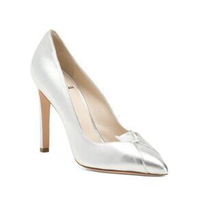 CHRIS DONOVAN Silver Made In Italy Leather Lynx Pumps